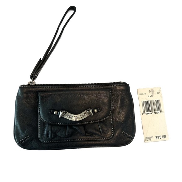Juicy Couture Vintage Black Leather Wristlet Y2K - Picture 2 of 8